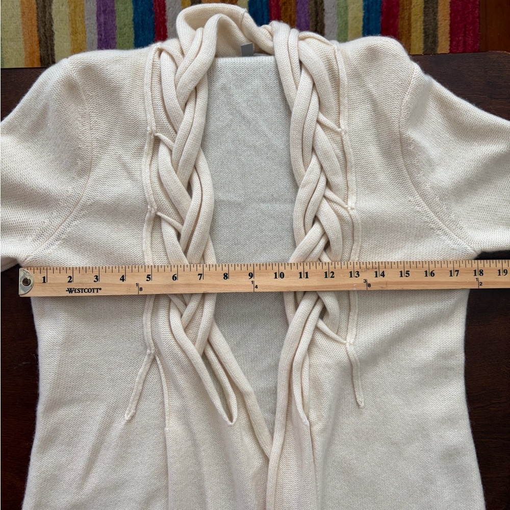 Neiman Marcus Cream Long Open Front Cardigan - Picture 7 of 8